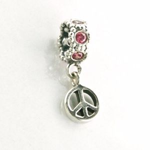 Pandora Peace Sign with fancy Pink CZ